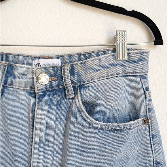 Zara Denim Midi Front Slit High Waist Zipper Jean Skirt, size S - Picture 5 of 9